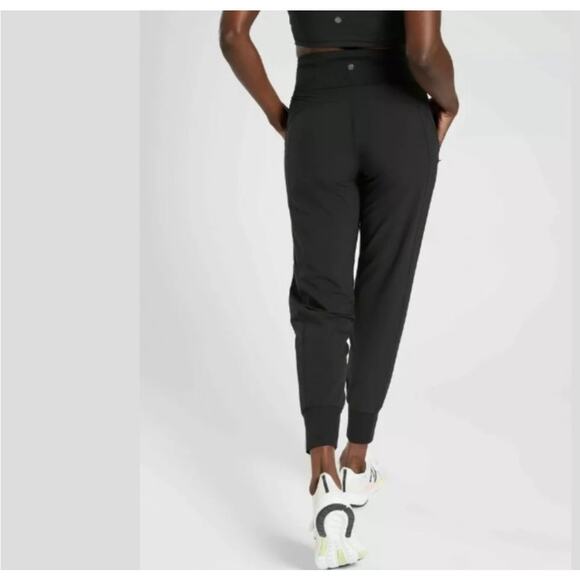 Athleta Distance Jogger Black Nylon Spandex Lightweight Zip Pocket Pants XL - Picture 2 of 15